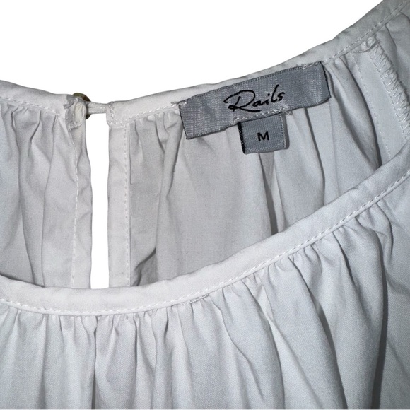 RAILS White Arielle Dress Organic Cotton+Tencel Short Sleeve Eyelet Mini Medium - Picture 4 of 9